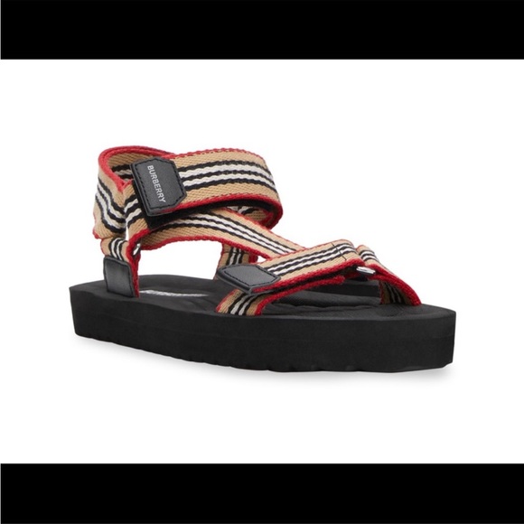 Burberry Patterson Sport Sandals- Black/Multi Stripes - Picture 6 of 10